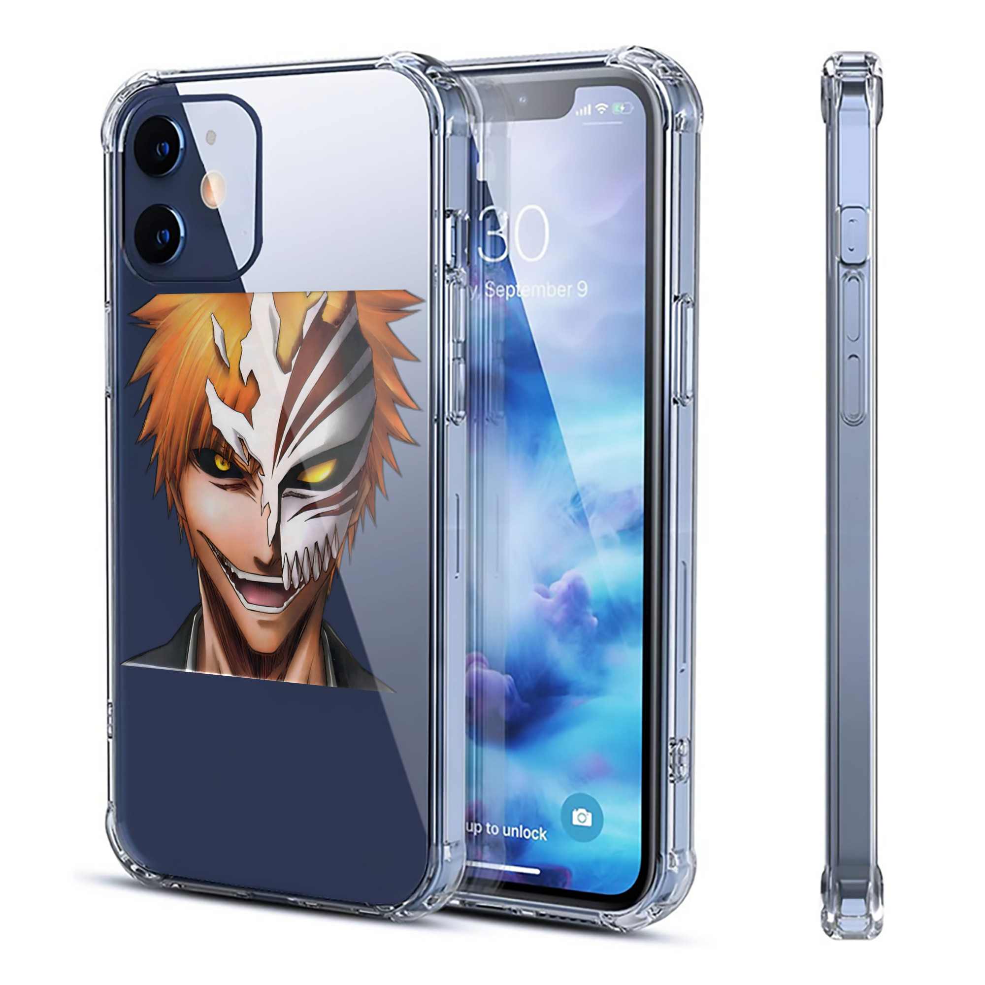 （画像用） ブリーチ 黒崎一護（くろさき いちご）BLEACH Kurosaki Ichigo 【iPhone 12シリーズ対応】透明スマホケース（クリアソフトケース）
